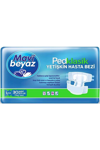 Mavi Beyaz Ped Klasik Yetiskin Hasta Bezi Large Buyuk 30 Adet Bel Bantli Trendyol