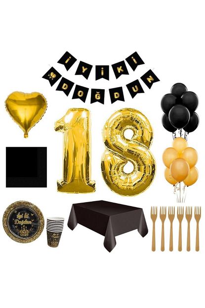 Parti Furyasi Genc Ve Yetiskin Dogum Gunu Parti Susleri Yetiskin Dogum Gunu 18 Yas Luks Set 8 Kisilik Trendyol