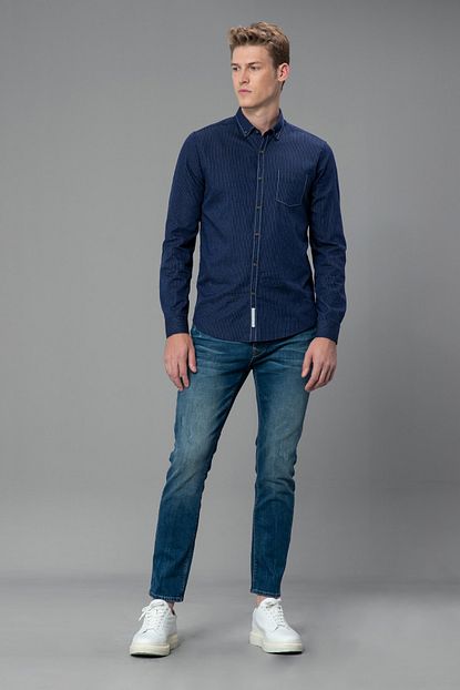 Lufian Erkek Comfort Slim Fit Mallaig Spor Gomlek Lacivert 112010163100200 Trendyol