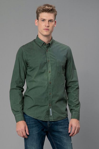 Lufian Erkek Comfort Slim Fit Cara Spor Gomlek Yesil 112010203100600 Trendyol