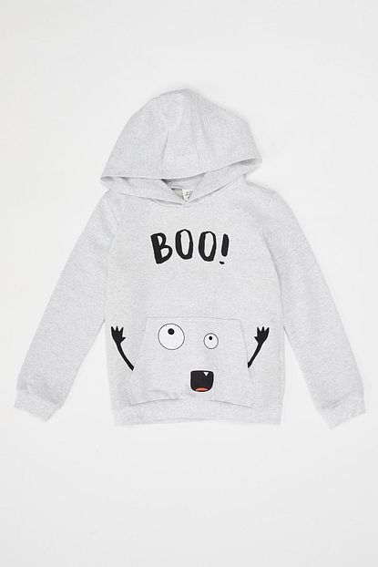 Defacto Erkek Cocuk Gri Baskili Kapusonlu Sweatshirt Trendyol