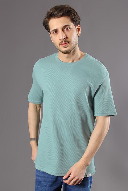Machinist Erkek Mint Waffle Kumas Oversize Tisort Trendyol