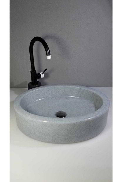 Vitlux Gri Tas Gorunumlu Yeni Nesil Plastik Lavabo Oval Lavabo 52x40 Cm Hijyenik Trendyol