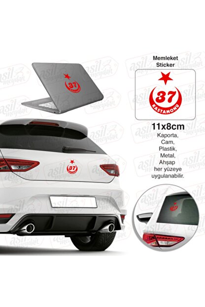 Asilmeydan Kastamonu Plaka 37 Ay Yildiz Kirmizi Sticker Araba Arac Etiket Aksesuar Tuning Modifiye Arma Trendyol