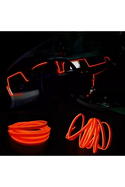 Neon 2 Metre Kirmizi Renk Ip Led Arac Ici Ip Torpido Serit 12v Adaptorlu Trendyol