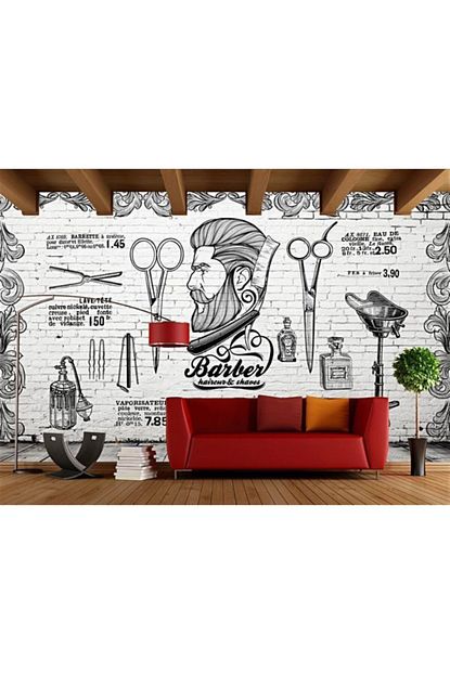 Renkli Duvarlar Erkek Berber Sac Sakal Agda Graffiti Ozel Tasarim Duvar Kagidi 4 50x2 50 Trendyol