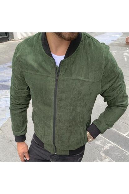 Moda Fethi Erkek Yesil Kolej Yaka Mevsimlik Nubuk Ceket Trendyol