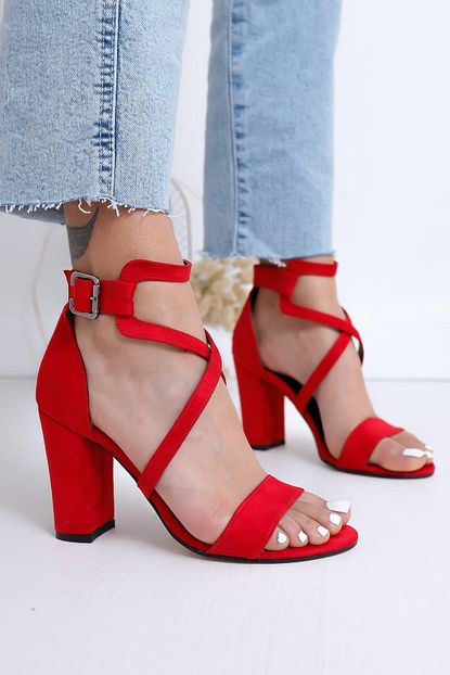 Moda Eleysa Kadin Kirmizi Ansley Topuklu Cilt Ayakkabi Trendyol