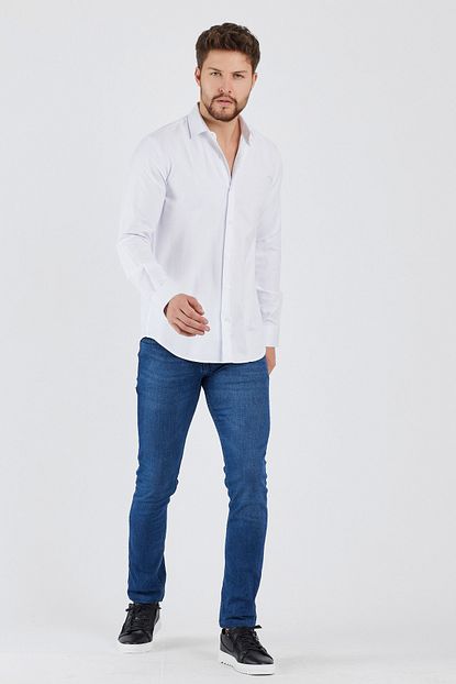 Mc Grado Erkek Beyaz Modern Fit Oxford Gomlek Trendyol