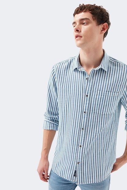Mavi Erkek Cizgili Indigo Gomlek 021570 18790 Trendyol