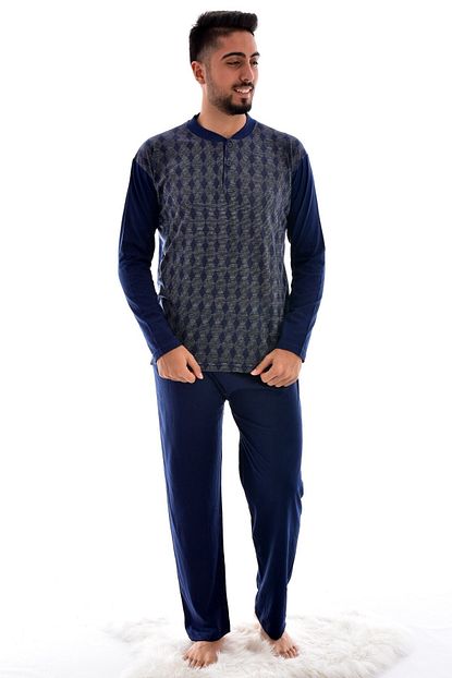 Pemilo Erkek Lacivert Uzun Kol Suprem Pijama Takimi Trendyol