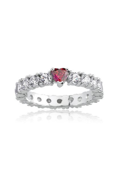 Valori Jewels 2 34 Karat Swarovski Zirkon Kirmizi Kalp Tasli Gumus Tamtur Yuzuk Trendyol
