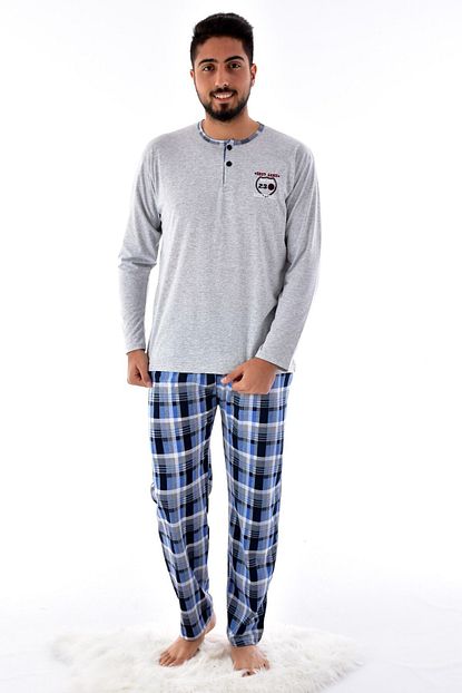 Pemilo Erkek Gri Uzun Kol Suprem Pijama Takimi Trendyol