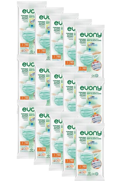 Evony 10 Lu X 15 Paket 150 Adet Yumusak Elastik Kulakli Maske Fiyati Yorumlari Trendyol