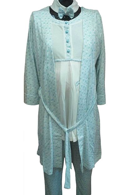 Flz Pijama Lohusa Mavi Emzirme 3 Lu Pijama Takimi Trendyol