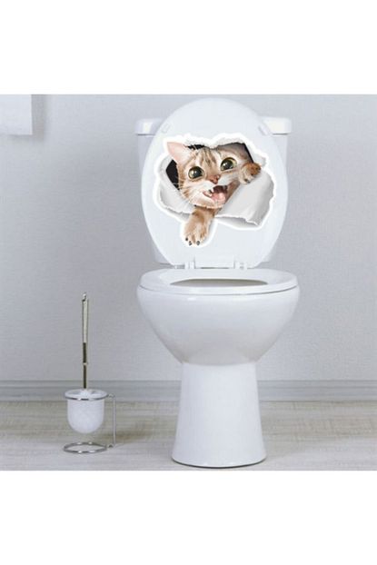 Tasarimo Sevimli Kedi Klozet Kapagi Ve Banyo Sticker 3d 25x25 Cm Trendyol