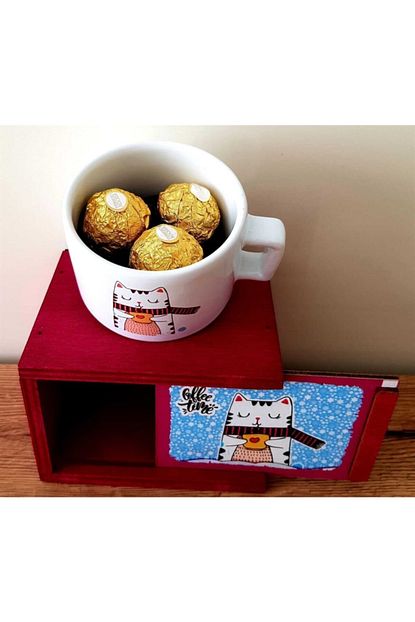 1001hediye Ferrero Rocher Cikolata Ve Minnos Kedi Kutulu Kahve Kupasi Hediye Seti Trendyol