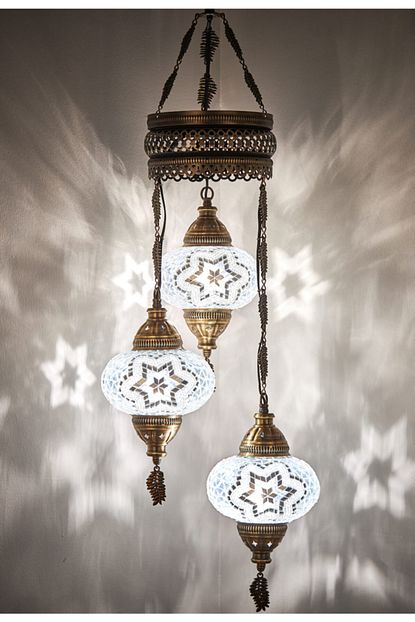Demmex Mozaik Lamba Osmanli Otantik Renkli Camli El Yapimi Boho Sarkit Avize 3 Buyuk Cam 100cm Beyaz Trendyol
