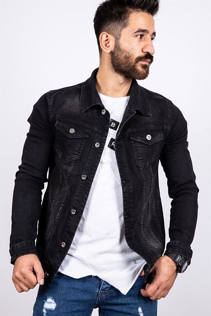 My Life Erkek Siyah Skinny Fit Kot Ceket Trendyol
