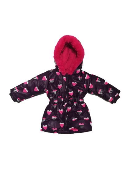 Kgmyworld Kiz Cocuk Mor Pembe Kalp Desenli Puf Mont Trendyol