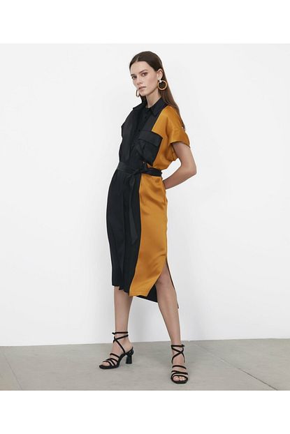 Ipekyol Kadin Siyah Color Block Elbise Trendyol