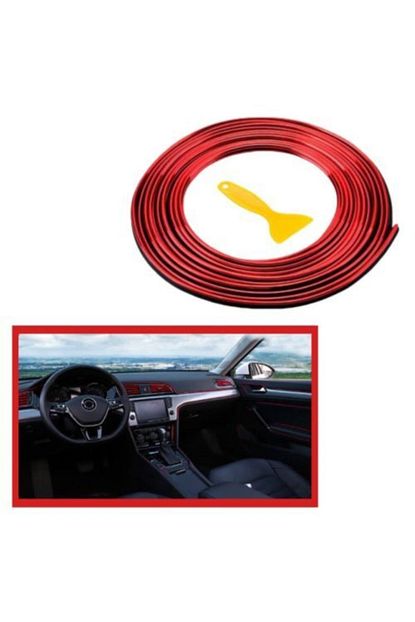 Trim Oto Arac Dekorasyon Seridi Kaucuk Elastik Kolay Kurulum 5 Metre Serit Bant Kirmizi Renk Trendyol