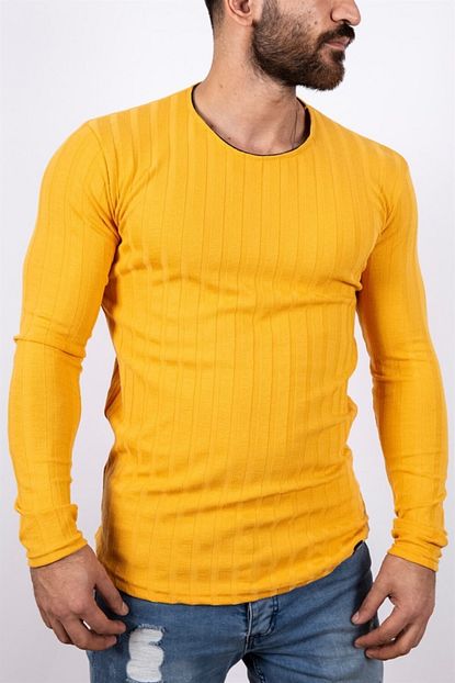 My Life Erkek Sari Desenli U Yaka Sweatshirt Trendyol