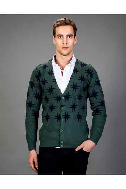 Tudors Erkek Yesil Yun Desenli Hirka Trendyol