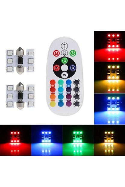 Techmaster Arac Ici Aydinlatma Led Rgb 16 Renk Kumandali Ampul Renkli 31mm Trendyol