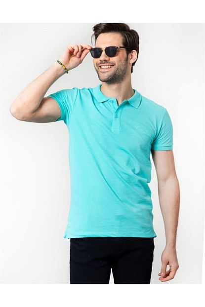 Tudors Erkek Turkuaz Polo Yaka Spor T Shirt Trendyol
