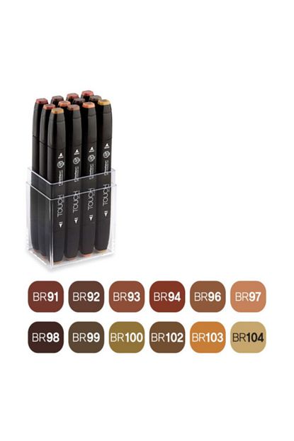 touch twin marker kalem 12li set ahsap renkler