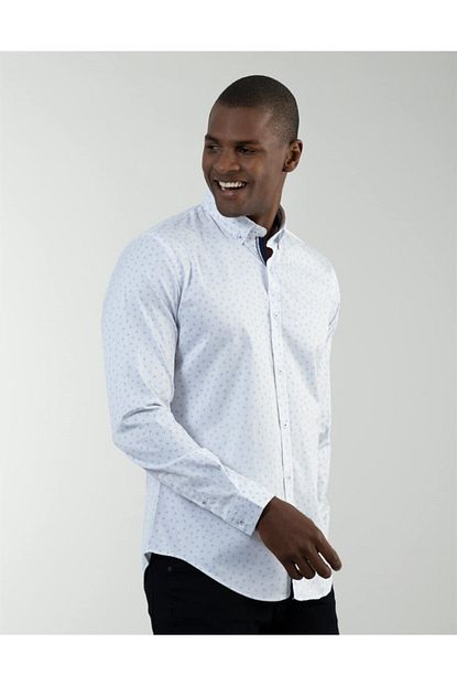 Tudors Erkek Beyaz Slim Fit Likrali Spor Gomlek Trendyol