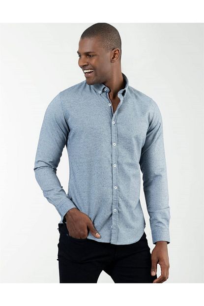Tudors Erkek Mavi Slim Fit Kislik Spor Gomlek Trendyol