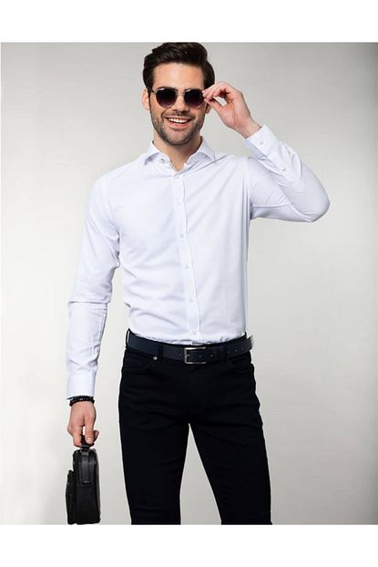 Tudors Erkek Beyaz Slim Fit Gomlek Trendyol