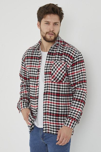 Enuygunenmoda Erkek Renkli Slim Fit Tek Cep Kareli Hakiki Oduncu Gomlegi Trendyol