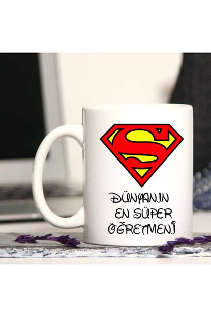 ogretmenler gunu hediyesi dunyanin en super ogretmeni kupa bardak