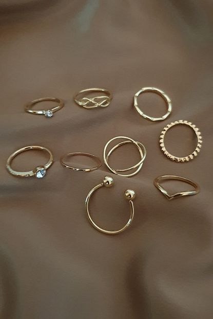 Bej Taki Gold Kadin Eklem Yuzuk Seti Trendyol