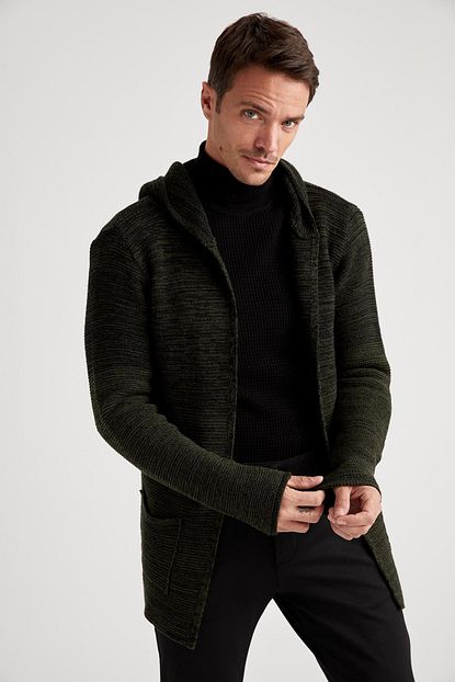 Defacto Erkek Haki Kapusonlu Regular Fit Fermuarli Hirka Trendyol