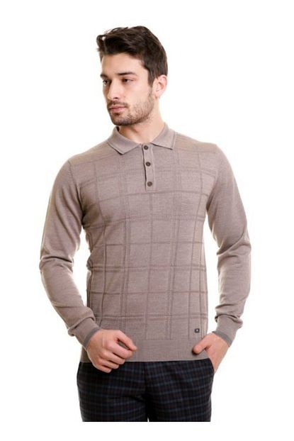 Karaca Erkek Bej Cift Geyik Regular Fit Polo Yaka Triko Kazak Trendyol