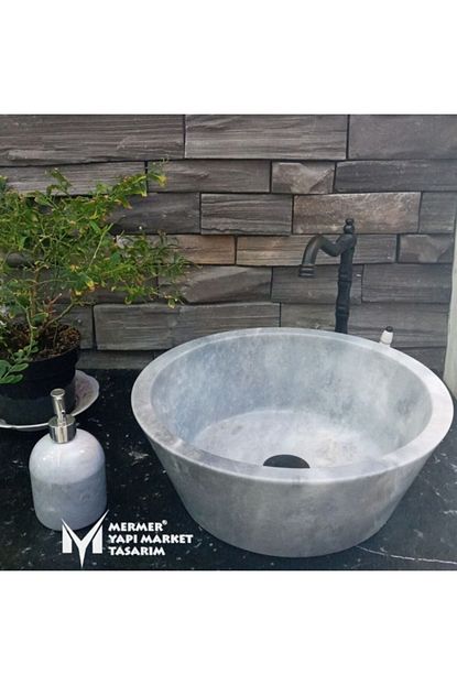 Mym Mermer Yapi Market Tasarim Gri Mermer V Model Lavabo Trendyol