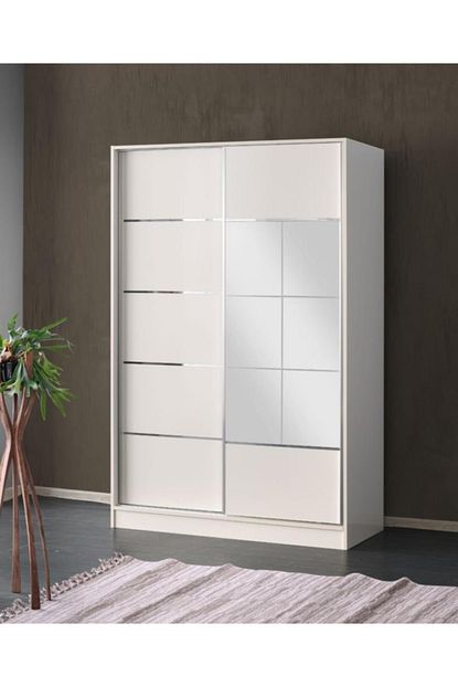 Sivas Gozde Mobilya Ekonomik Surgulu Gardrop Genis Raf Askili Aynali 135x60x210cm Trendyol