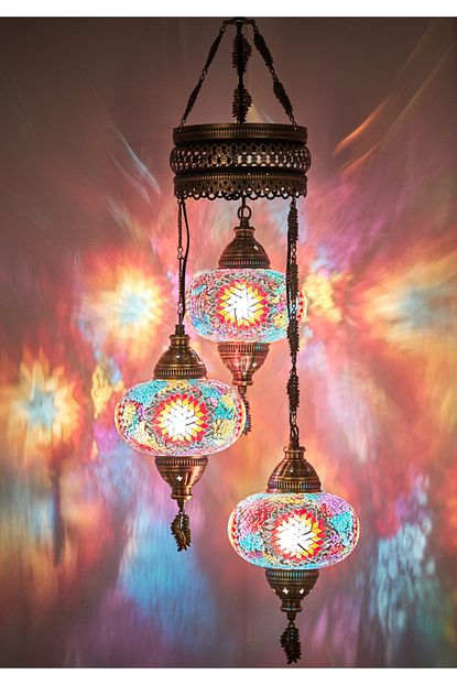 Demmex Mozaik Lamba Osmanli Otantik Renkli Camli El Yapimi Boho Sarkit Avize 3 Buyuk Cam Trendyol