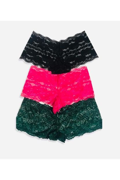Trendmagaza Kadin Siyah Dantelli Boxer 3 Lu Paket Trendyol