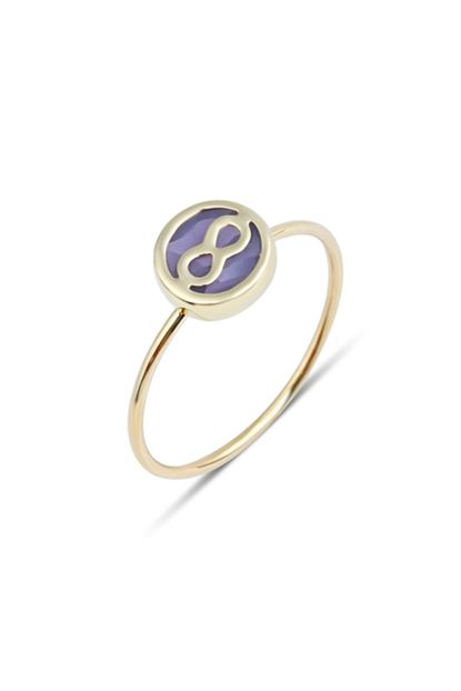 Poyraz Jewellery Altin 14 Ayar Altin Sonsuzluk Isaretli Ve Seramikli Yuzuk Trendyol