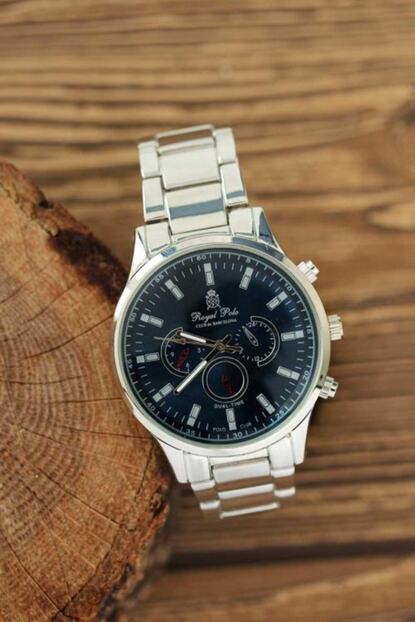 Royal Polo Gumus Renk Metal Kordon Siyah Renk Ic Detay Erkek Saat Trendyol