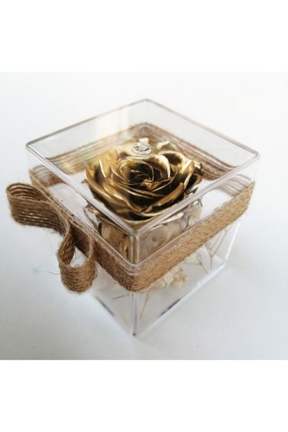 Kuzeyflower Mika Kutuda Gold Solmayan Gul 5x5x5 Cm Uzun Omurlu Gercek Gul Trendyol
