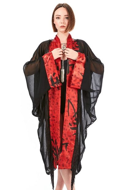 kadin siyah japon kimono
