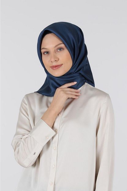 Lavender Kadin Mavi Duz Renk Ipek Esarp Trendyol