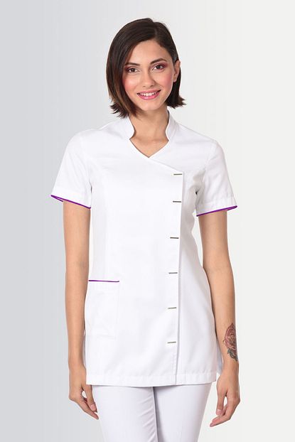 Fbc Tekstil Kadin Beyaz Light Gabardin Kumas Hakim Yaka Kisa Kollu Doktor Hemsire Eczaci Onluk Trendyol