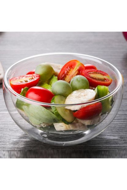 turkashome 500ml 2 li salata kasesi cift cidarli tasarim seffaf cam kase fiyati yorumlari trendyol